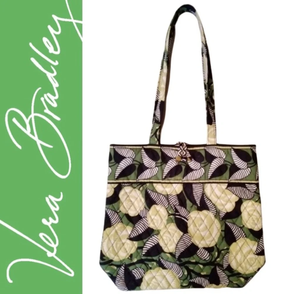 Vera Bradley Purse Handbag La Neon Rose Floral Multicolor Black White Beige